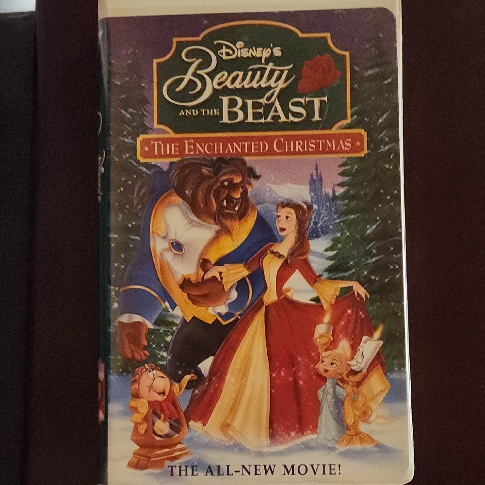 Disney Beauty and the Beast Enchanted Christmas VHS - Red, Blue, Gold